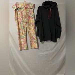 Torrid Hooded Sweat Shirt and Walmart Super Soft Wide Leg TyeDye Pajama Pant